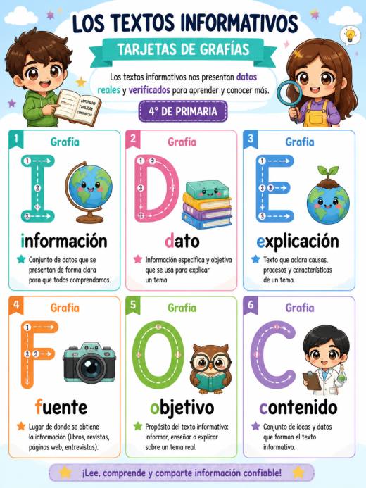 Los textos informativos – Tarjetas de Grafías