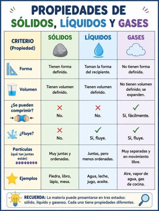 Propiedades de Sólidos, Líquidos y Gases