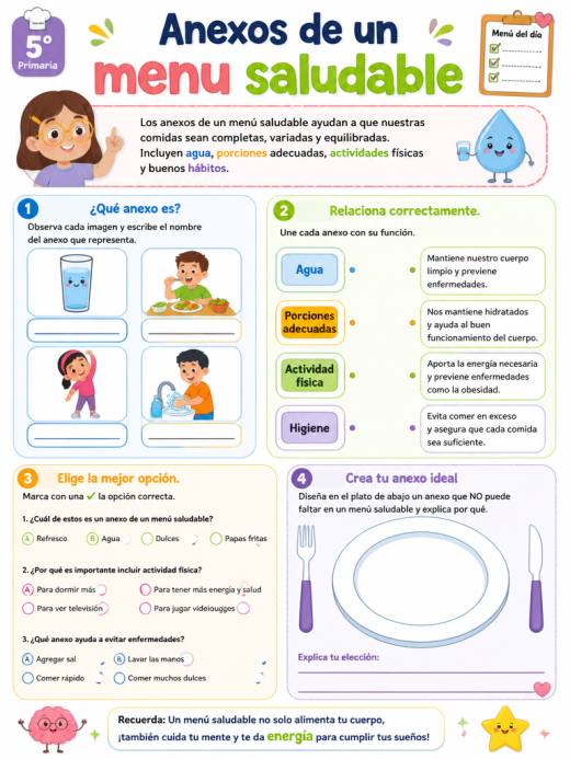 Anexos de un menu saludable (5° de Primaria)