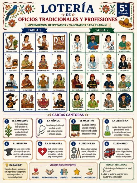 Lotería de Oficios Tradicionales y Profesiones