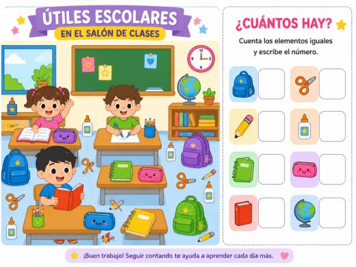 Útiles Escolares en el Salón de Clases
