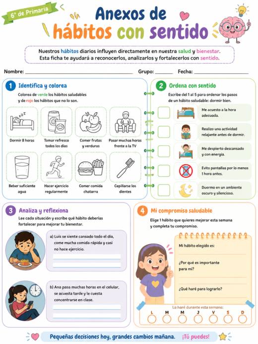 Anexos de habitos con sentido (6° de Primaria)