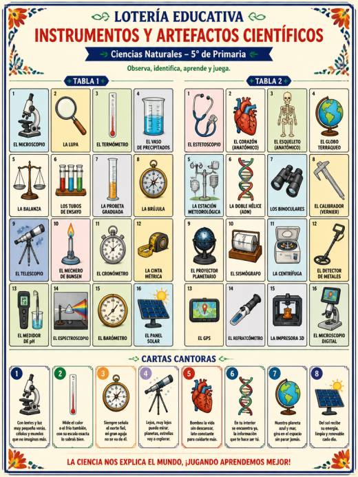 Lotería de Instrumentos y Artefactos Científicos