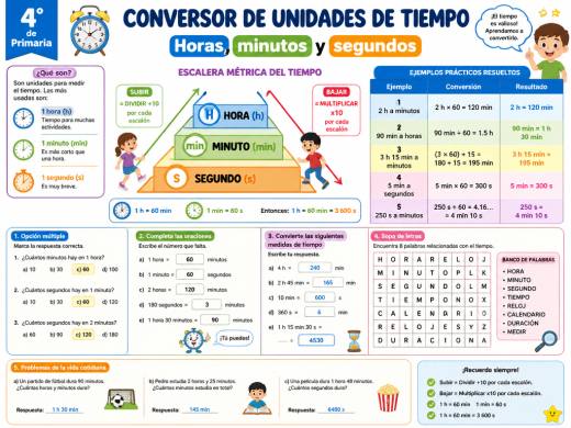 Conversor de unidades de tiempo: Horas, minutos y segundos