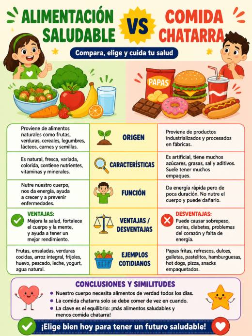 Alimentación Saludable vs Comida Chatarra