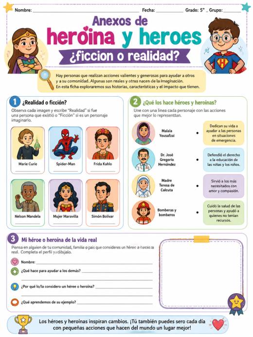Anexos de heroina y heroes ¿ficcion o realidad? (5° de Primaria)