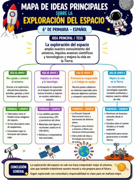 Mapa de Ideas Principales sobre la Exploración del Espacio