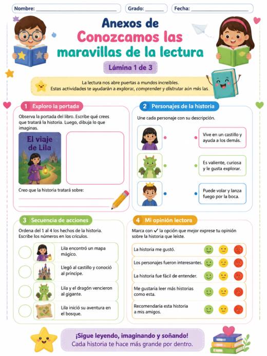 Anexos de Conozcamos las maravillas de la lectura (Primaria)