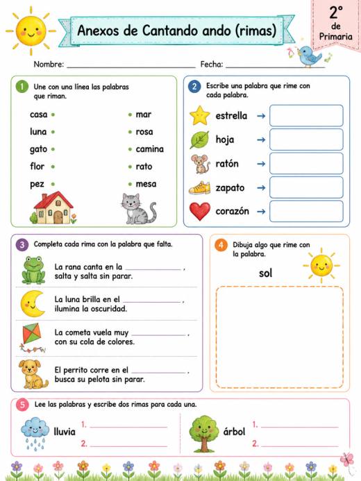 Anexos de Cantando ando (rimas) (2° de Primaria)