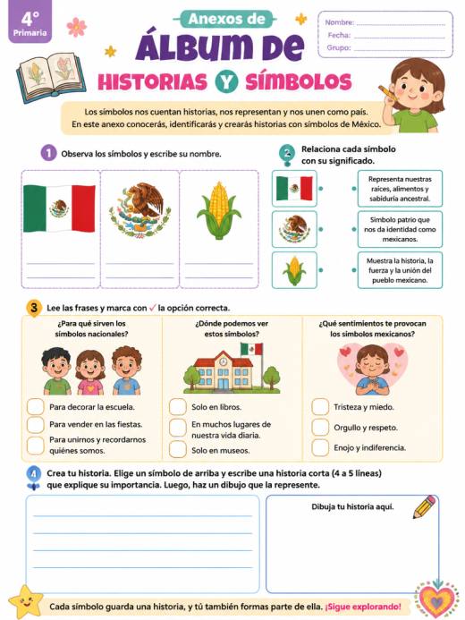 Anexos de ÁLBUM DE HISTORIAS Y SÍMBOLOS (4° de Primaria)
