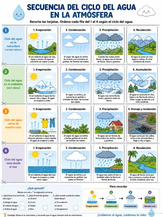 Secuencia del Ciclo del Agua en la Atmósfera
