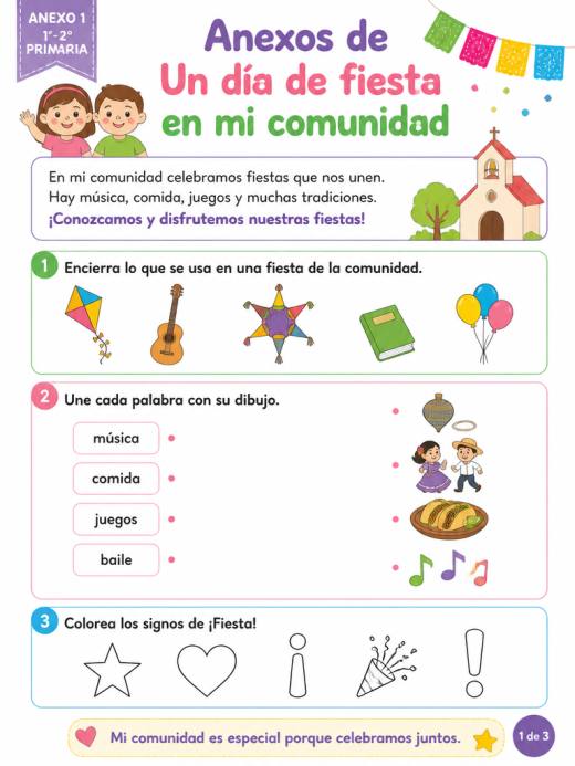 Anexos de Un día de fiesta en mi comunidad (1° de Primaria)
