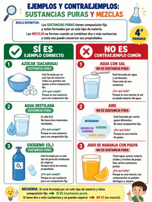 Ejemplos y Contraejemplos: Sustancias Puras y Mezclas