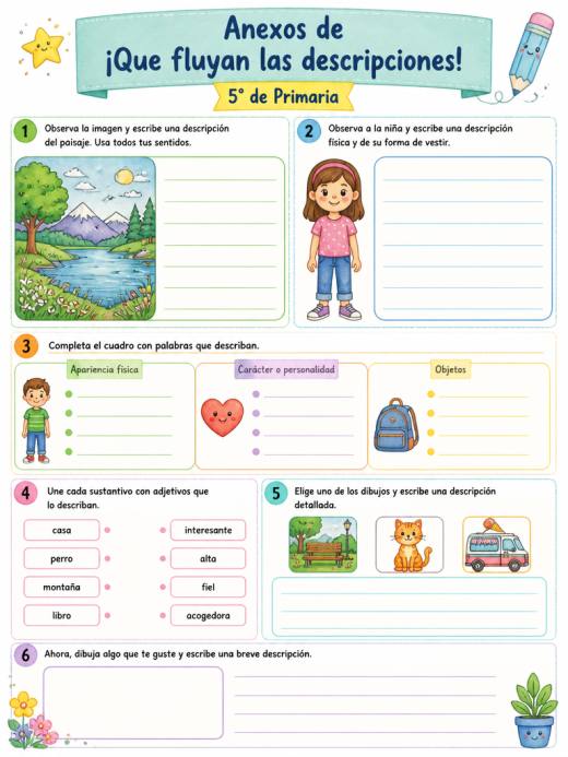 Anexos de ¡Que fluyan las descripciones! (5° de Primaria)