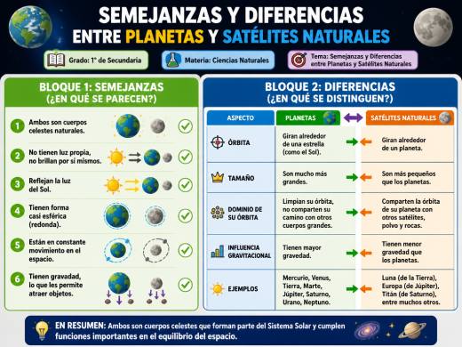 Semejanzas y Diferencias entre Planetas y Satélites Naturales