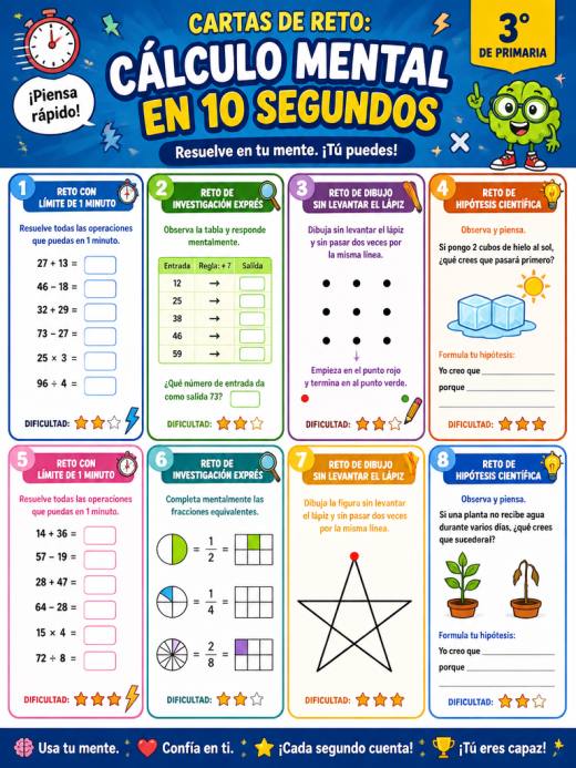 Cartas de Reto: Cálculo Mental en 10 Segundos