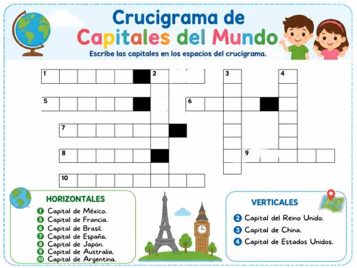 Crucigrama de Capitales del Mundo
