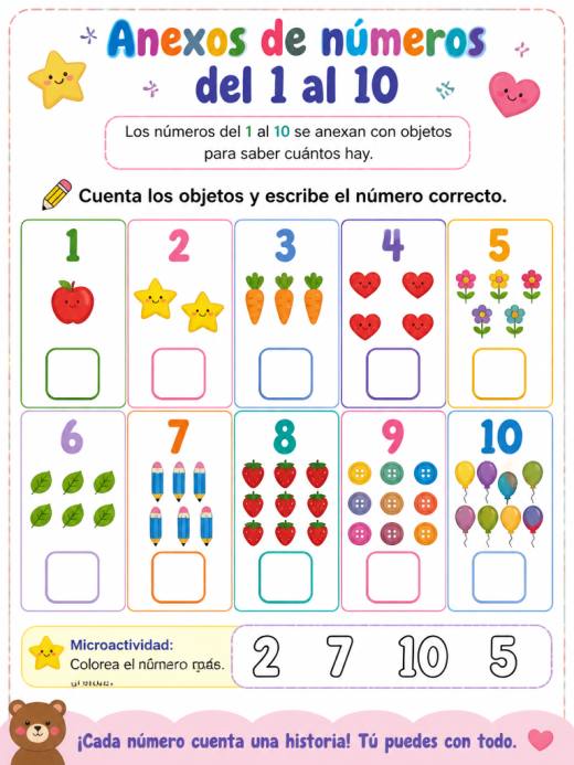 Anexos de numeros del 1 al 10 (1° de Primaria)