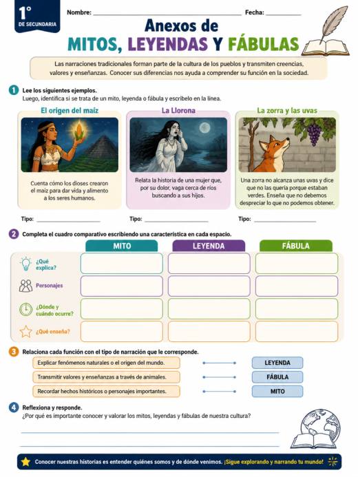 Anexos de MITOS, LEYENDAS Y FABULAS (1° de Secundaria)