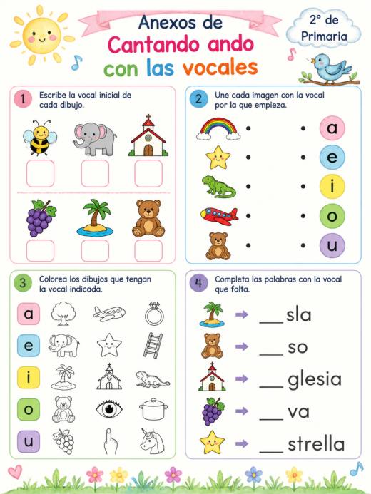 Anexos de Cantando ando con las vocales (2° de Primaria)