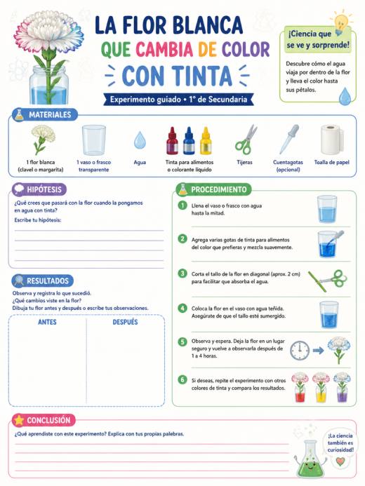 La Flor Blanca que Cambia de Color con Tinta