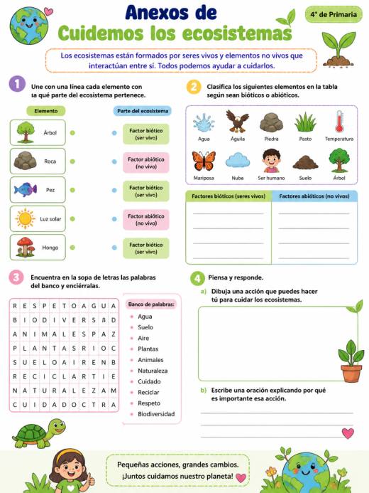 Anexos de Cuidemos los ecosistemas (4° de Primaria)