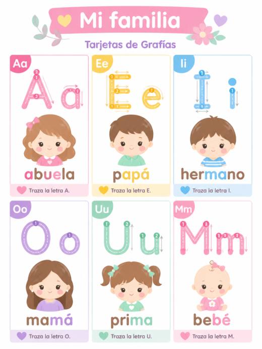 Mi familia – Tarjetas de Grafías