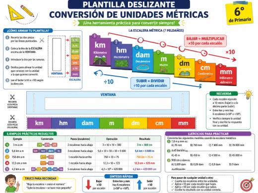 Plantilla deslizante de conversión de unidades métricas para armar