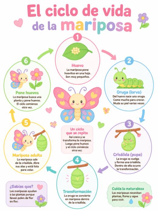 El ciclo de vida de la mariposa