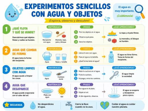 Experimentos sencillos con agua y objetos