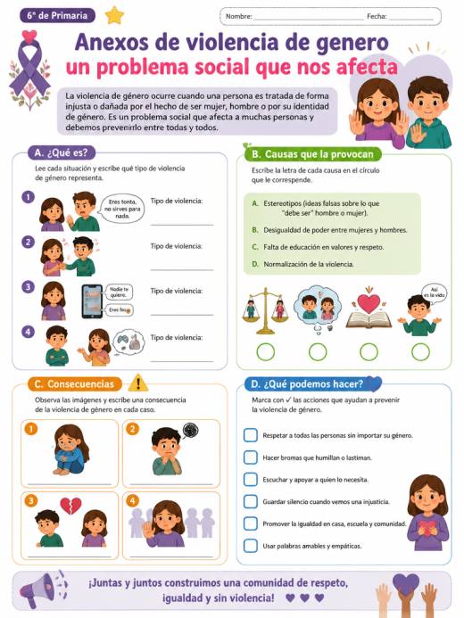 Anexos de violencia de genero un problema social que nos afecta (6° de Primaria)