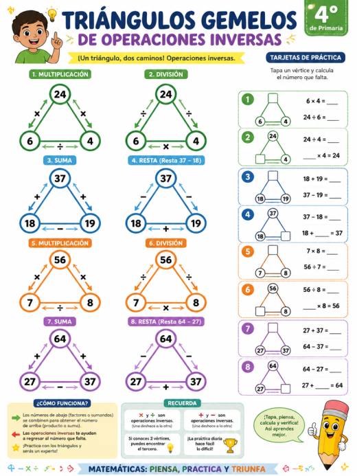 Triángulos gemelos de operaciones inversas