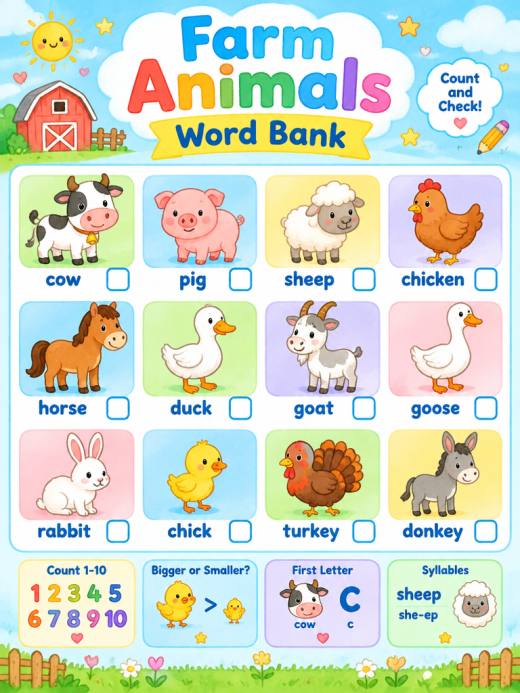 Word Bank Sheet