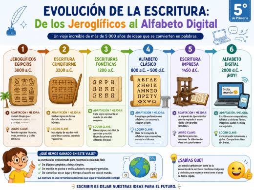 Evolución de la Escritura: De los Jeroglíficos al Alfabeto Digital