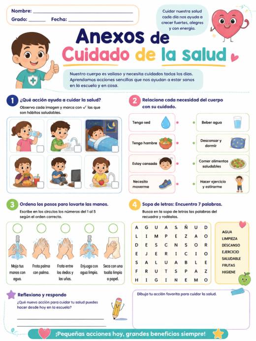 Hoja de Trabajo: Anexos de Cuidado de la salud (Primaria)