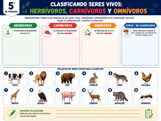 Clasificando Seres Vivos: Herbívoros, Carnívoros y Omnívoros