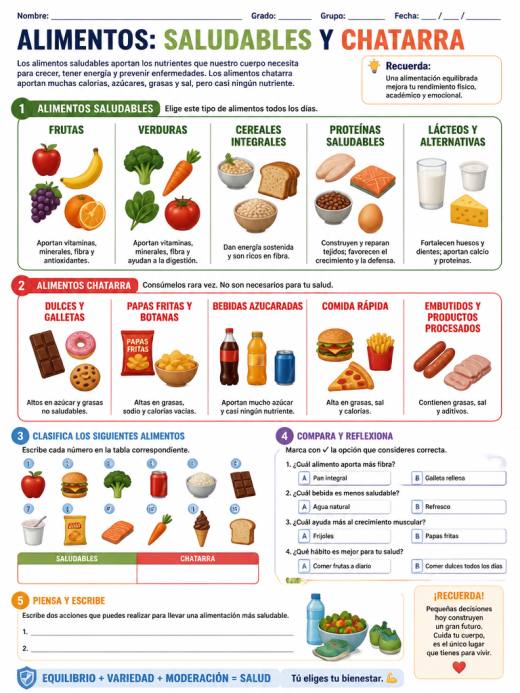 Alimentos Saludables y Chatarra
