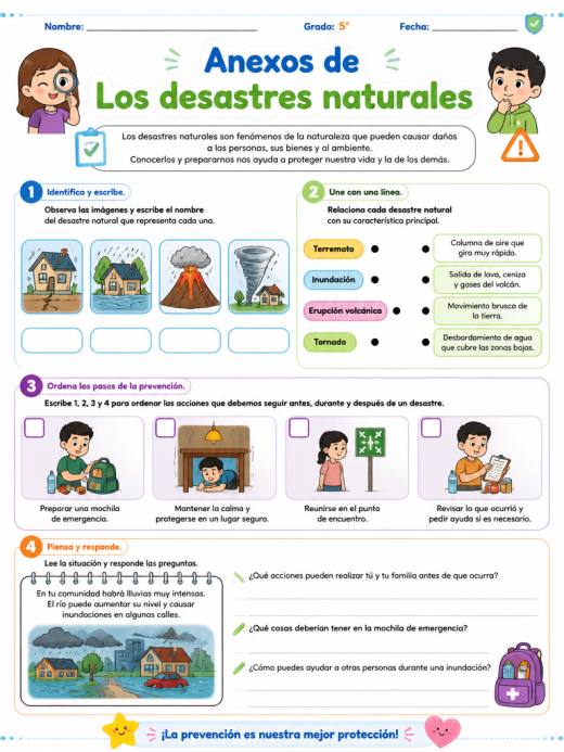 Anexos de Los desastres naturales (5° de Primaria)
