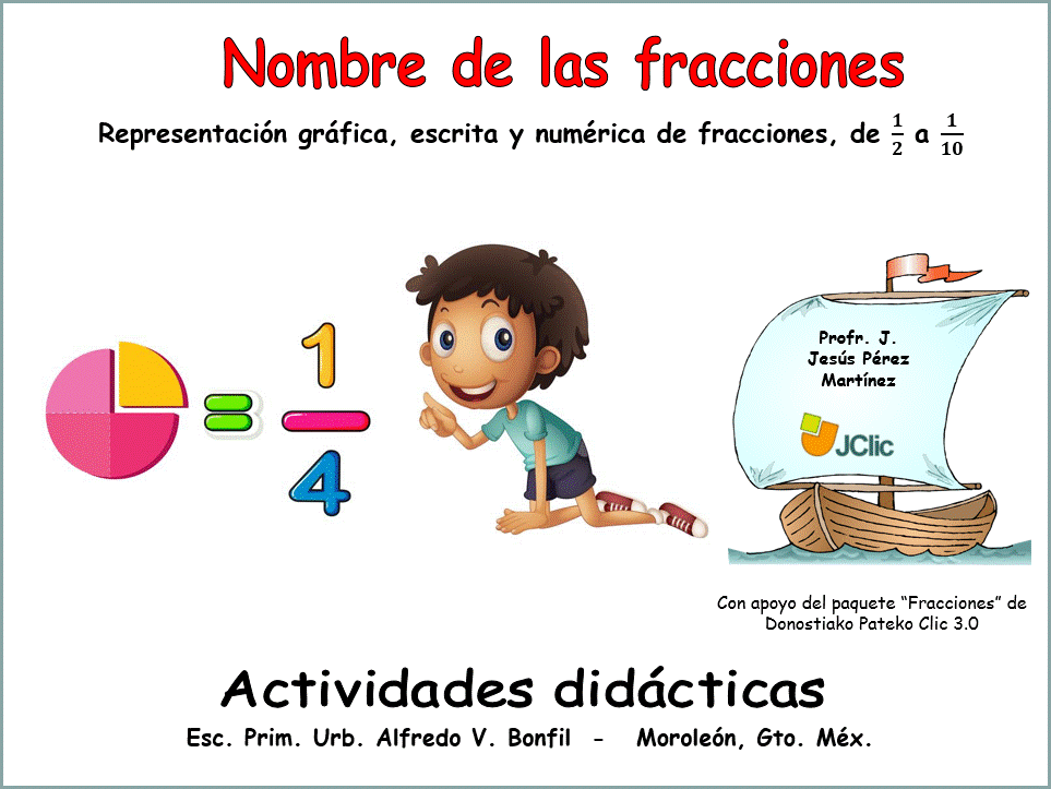 Fracción con su representación gráfica, escrita y numérica