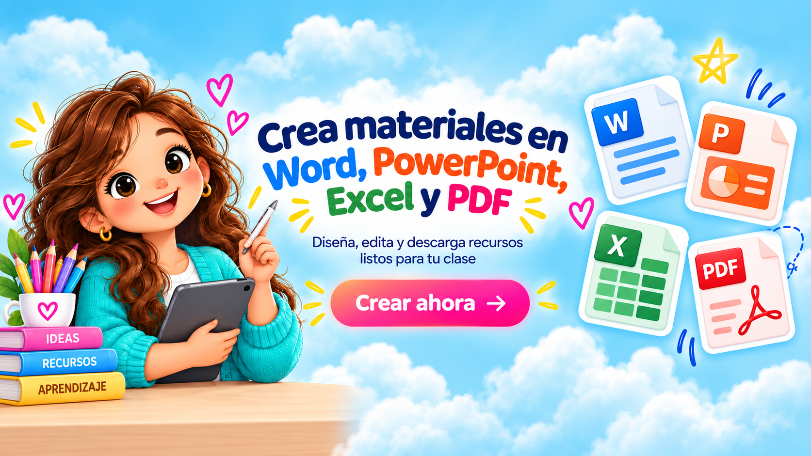 Crea materiales en Word, PowerPoint, Excel y PDF